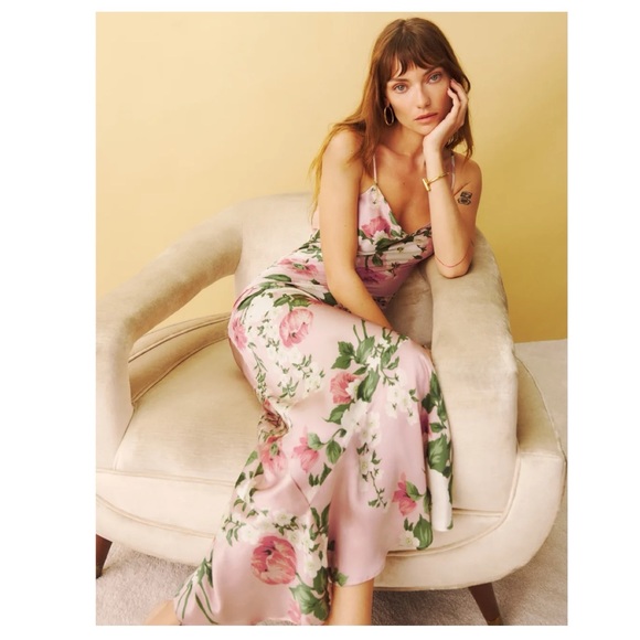 NWT Reformation Parma Silk Dress Rose Garden - Picture 2 of 16